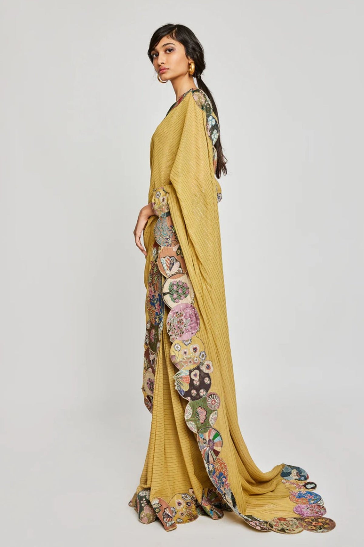 Mustard Serra Saree