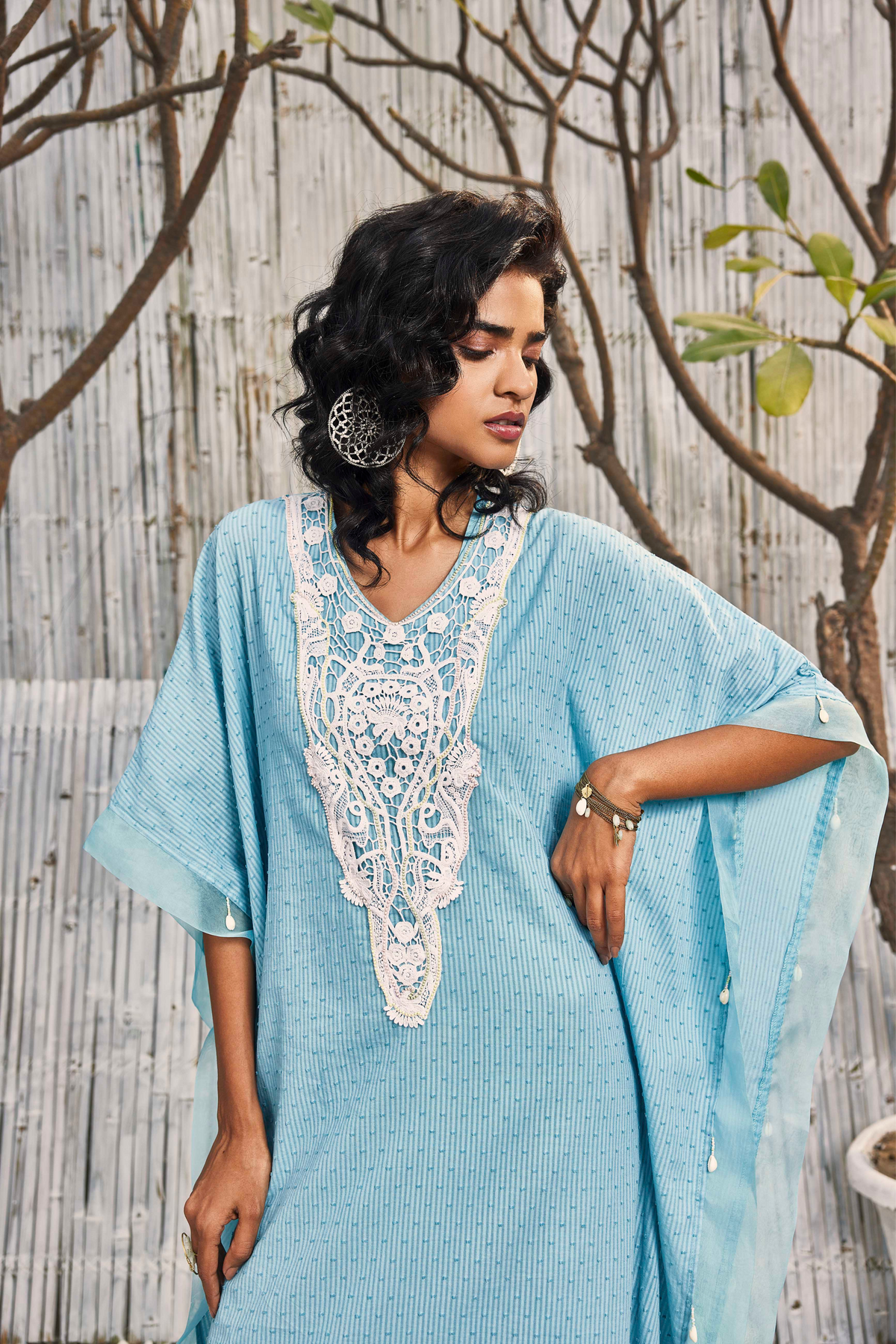 Breezy Blue Cotton Kaftan Set