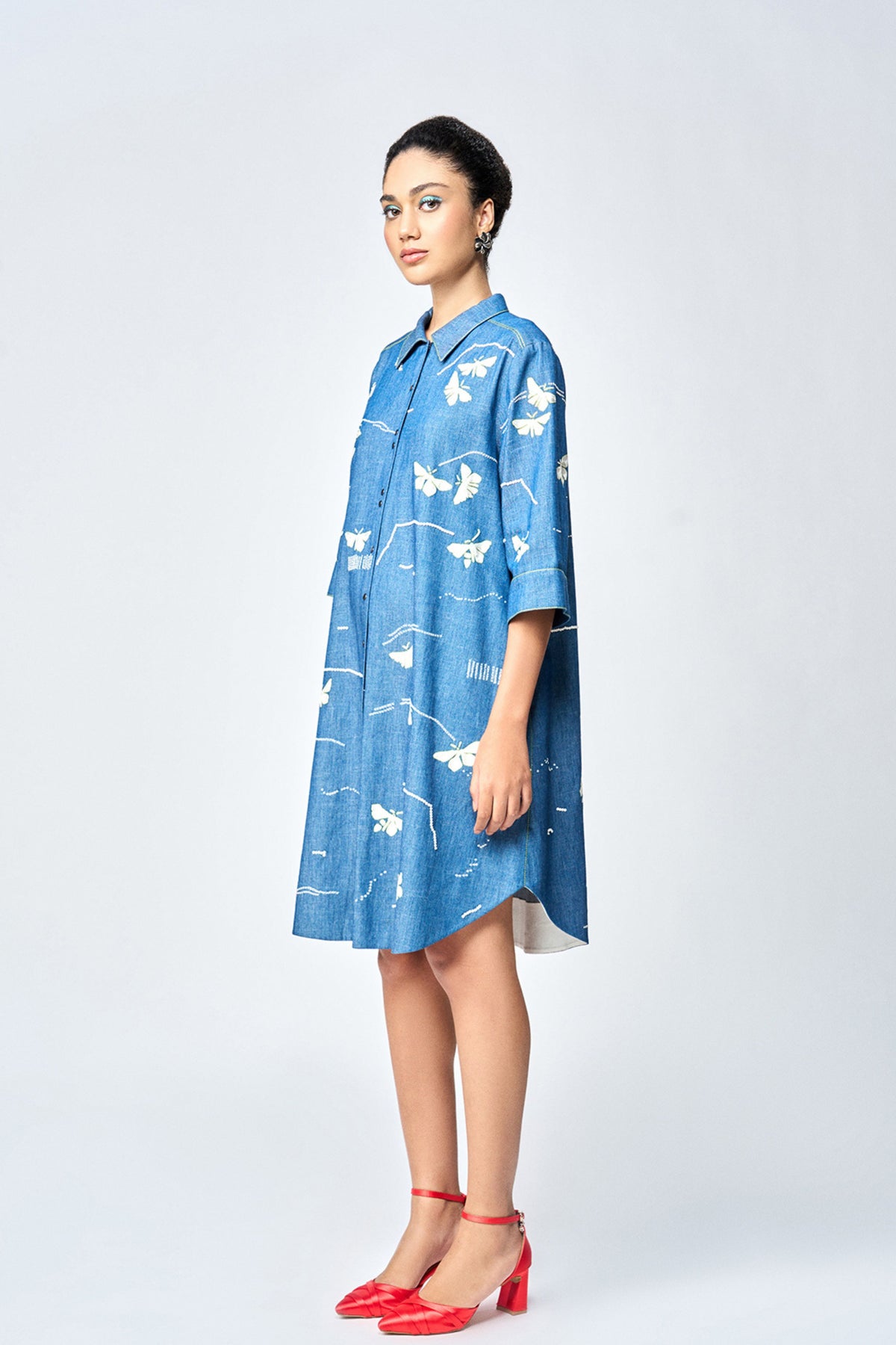 Steel Blue Shirt Dress