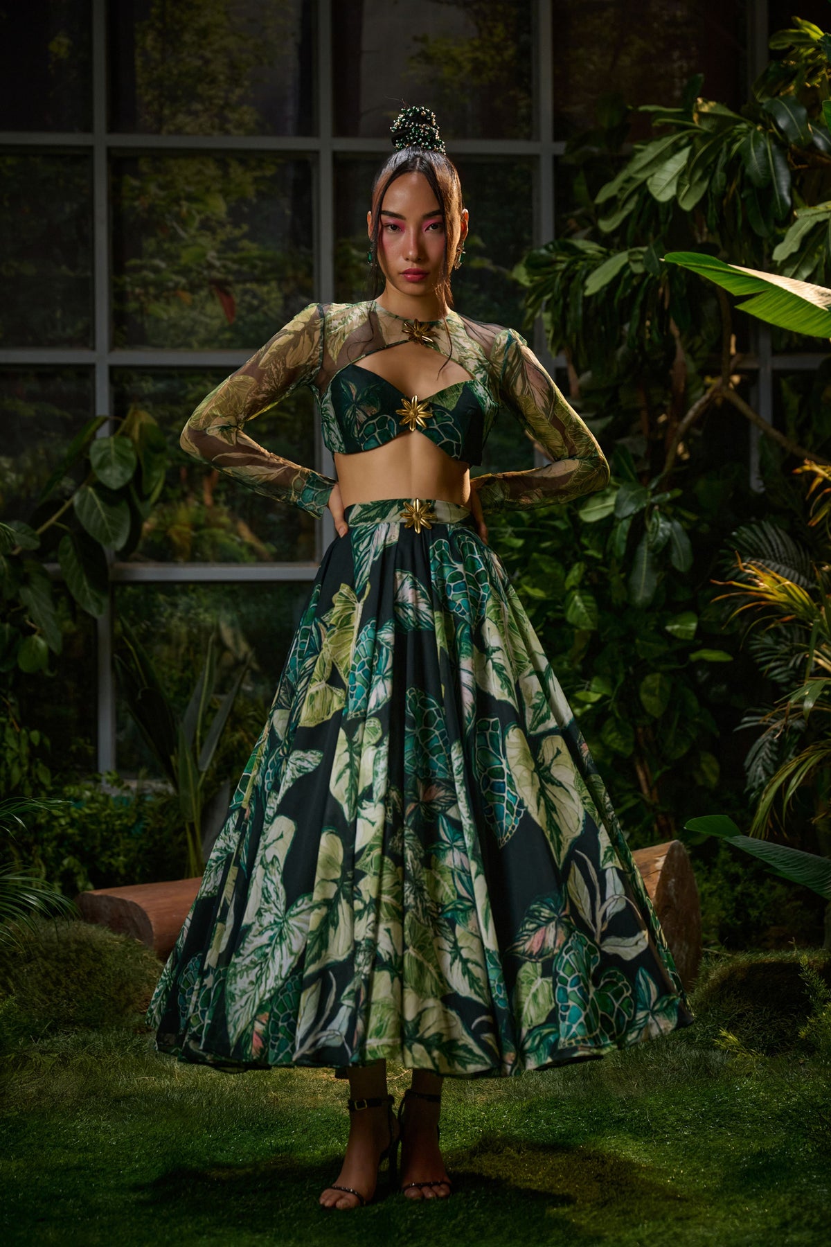 A Forest Green Lehenga Set