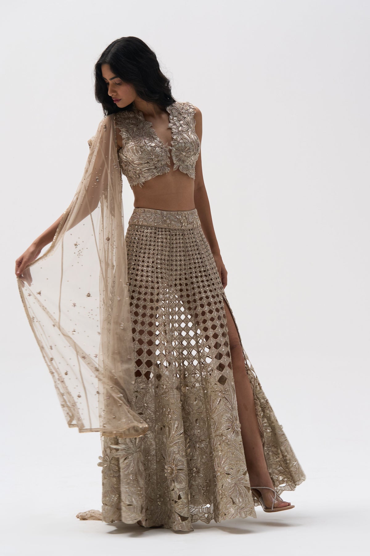 Hibiscus Garden Metallic Lehenga Set