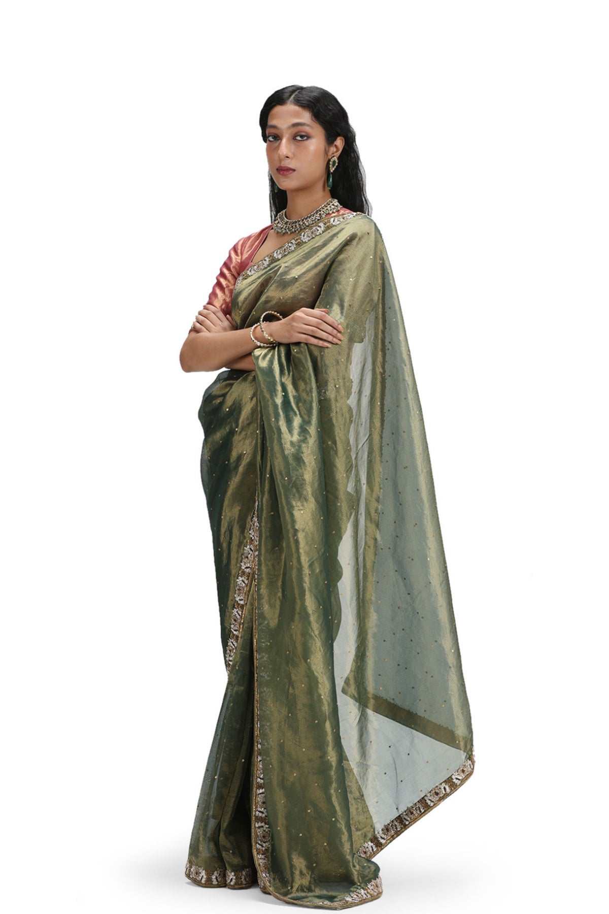 Dhairya Olive Saree Set