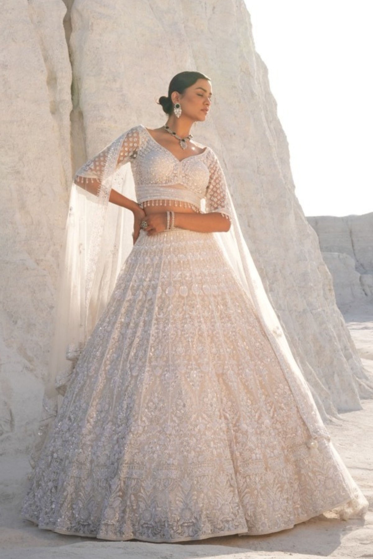 Ivory Embellished Lehenga Set