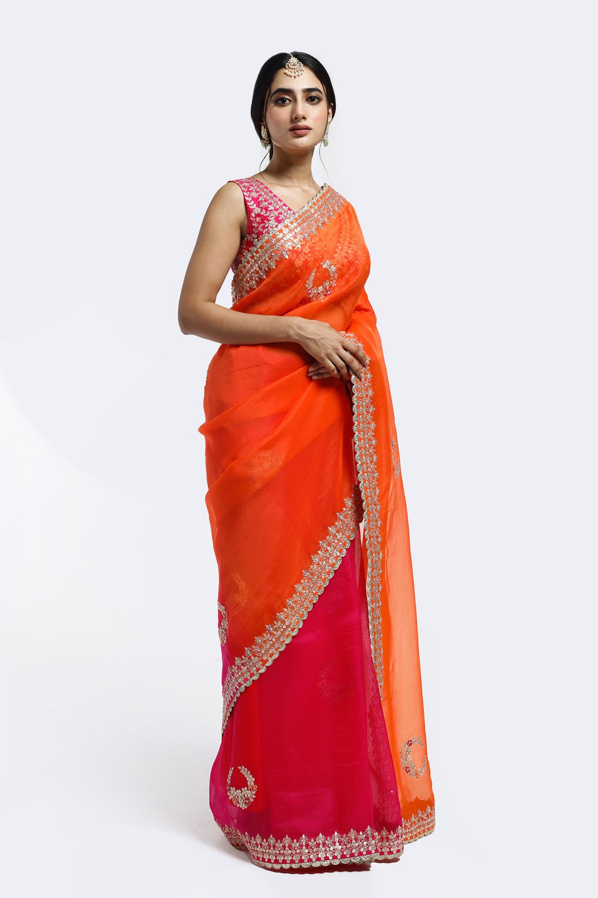 Gota Patti Ombre Organza Saree