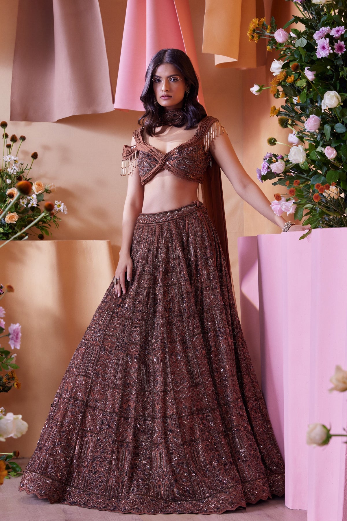 Brown Lehenga Set