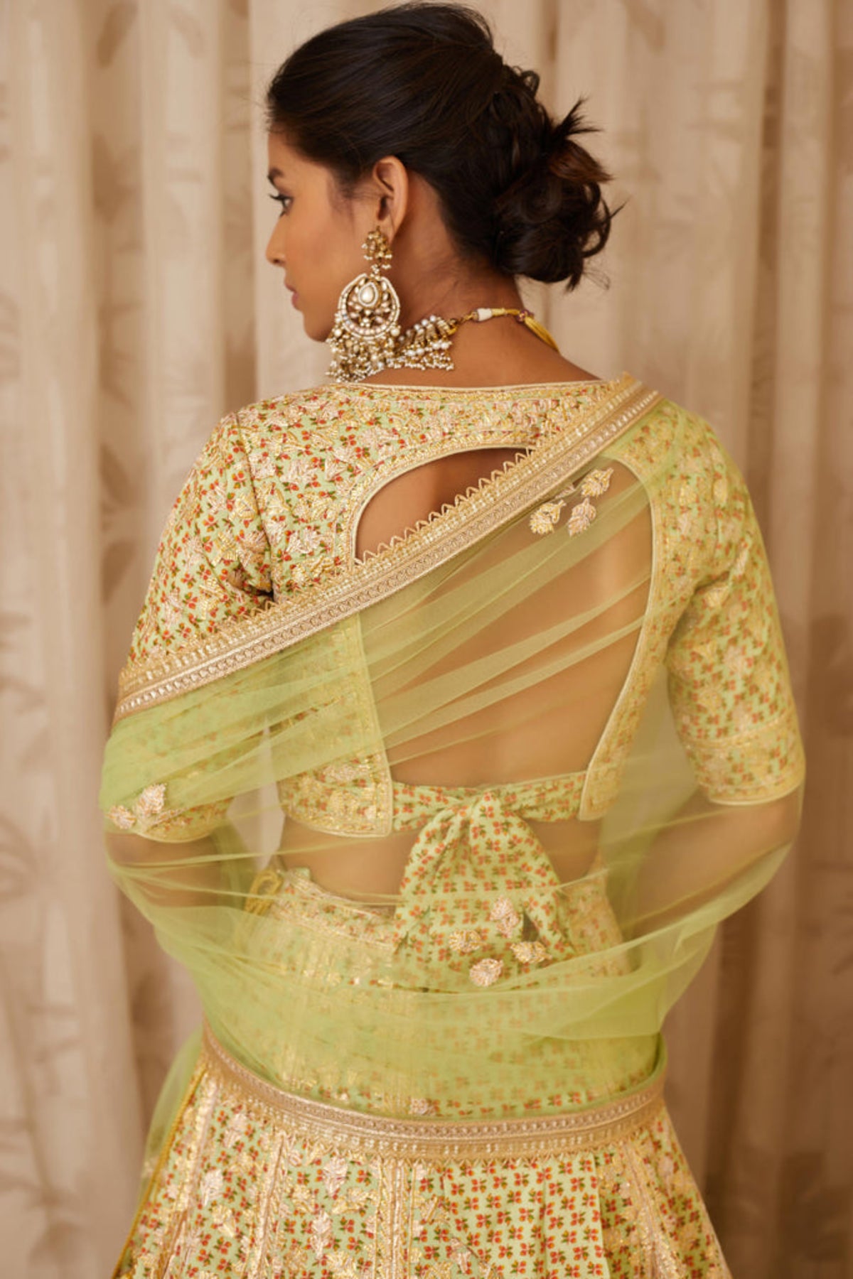 Lemon green lehenga set