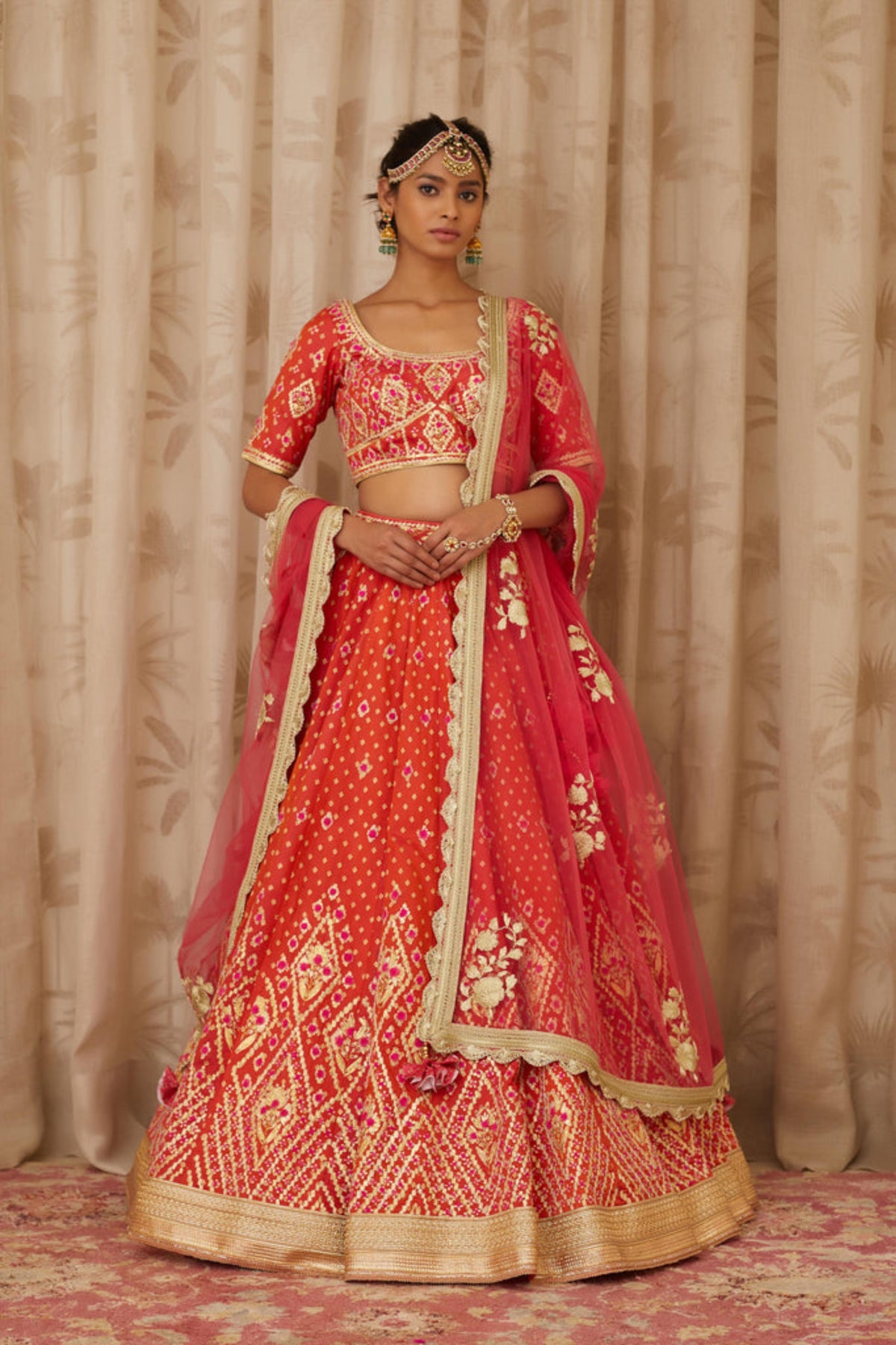 Rust orange lehenga set