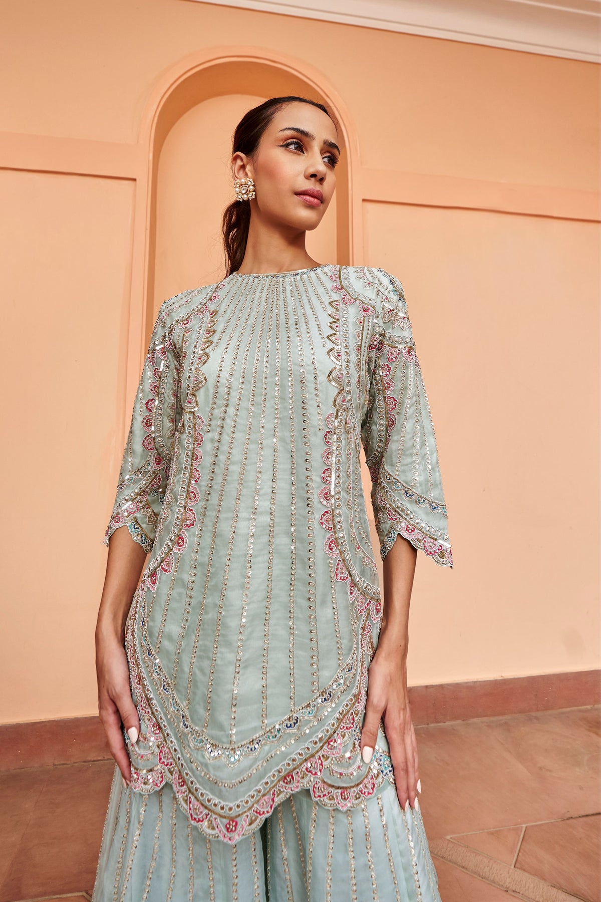 Pastel Blue Sharara Set