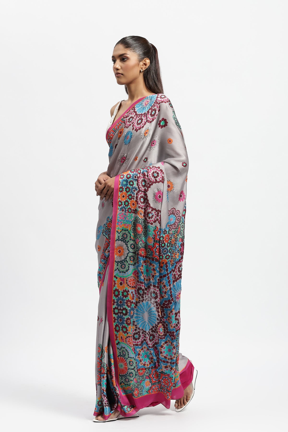 Fractal Bloom Embellished Saree