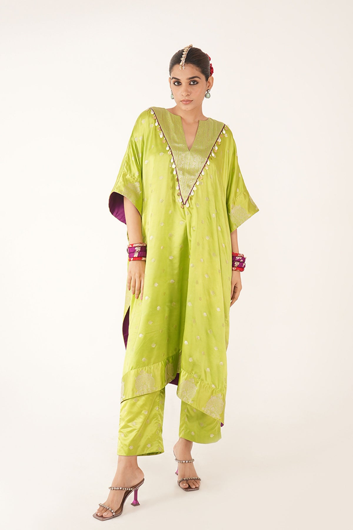 Pankhi Kaftan Kurta in Green