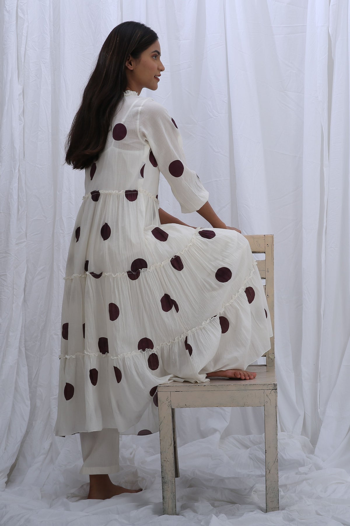 Berry Polka Turtle Kurta Set With Dupatta