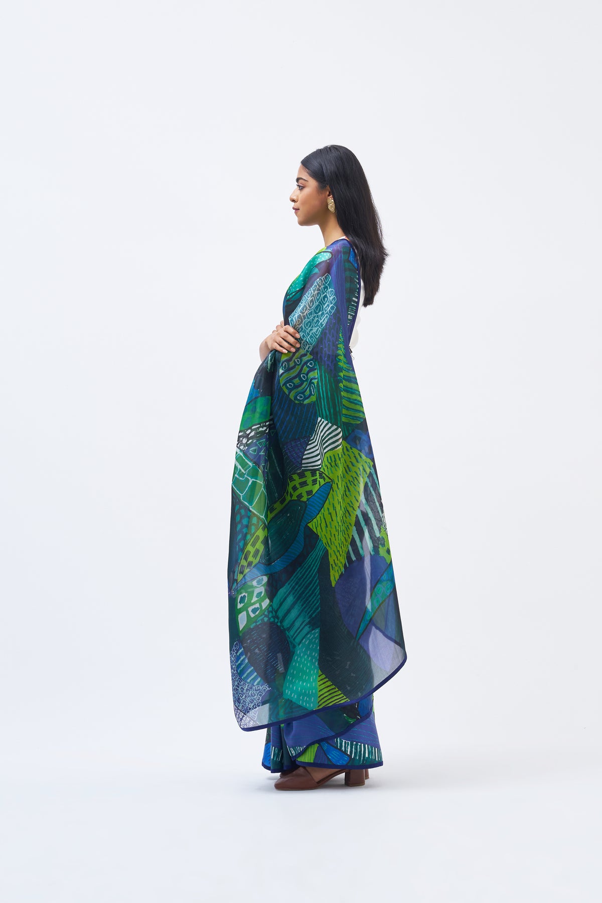 Torres Strait Forest Green Saree