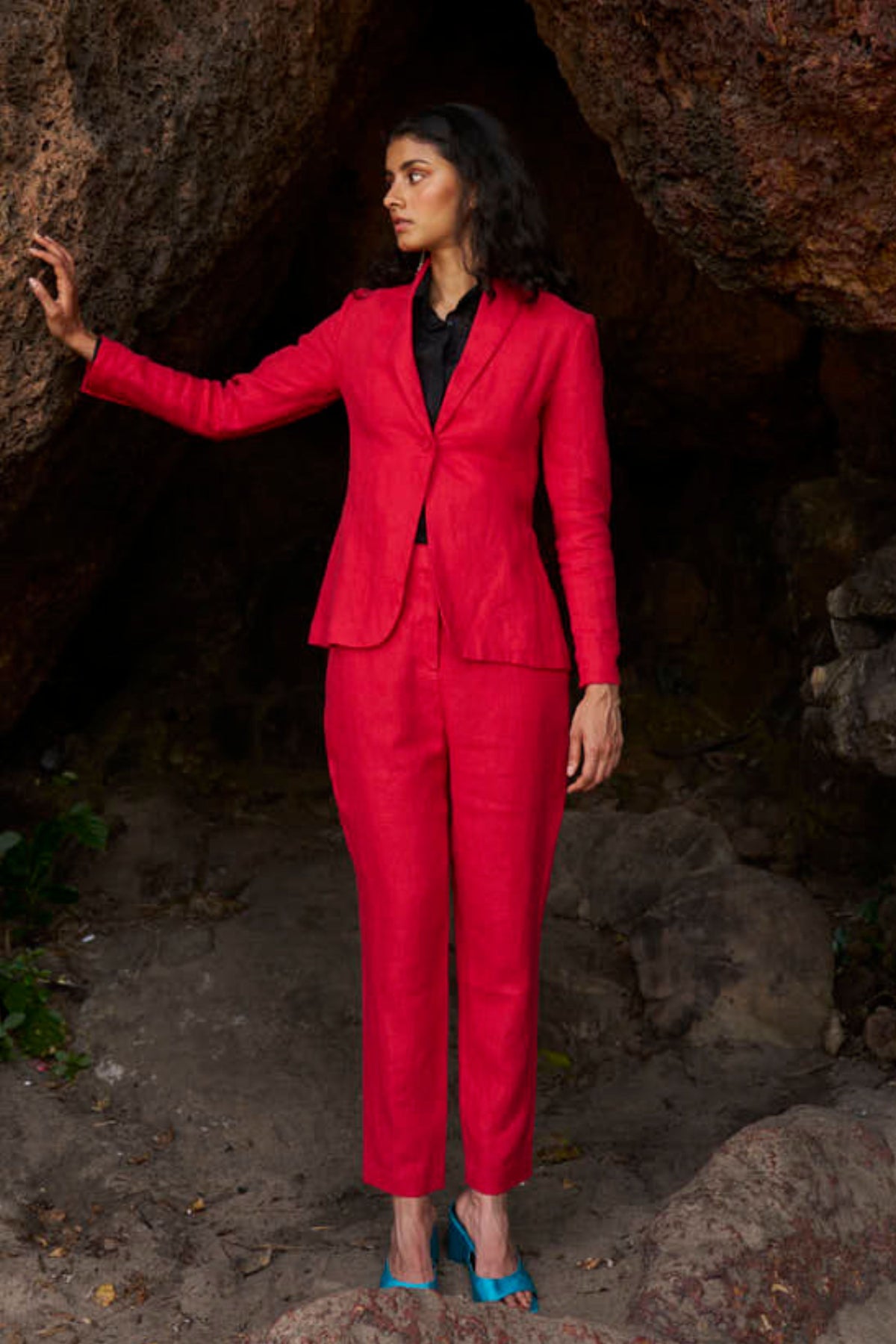 Red Linen Blazer