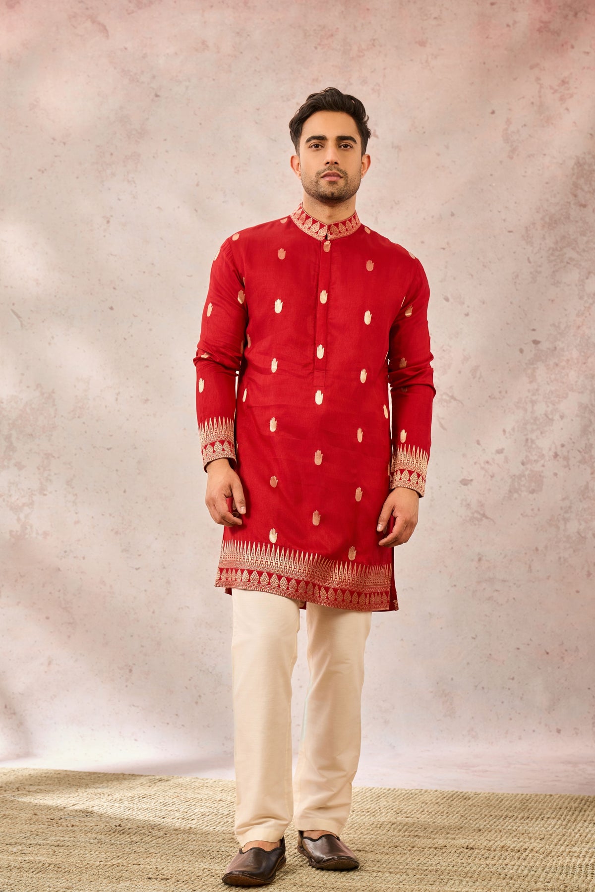 Red Haaath Phool Kurta