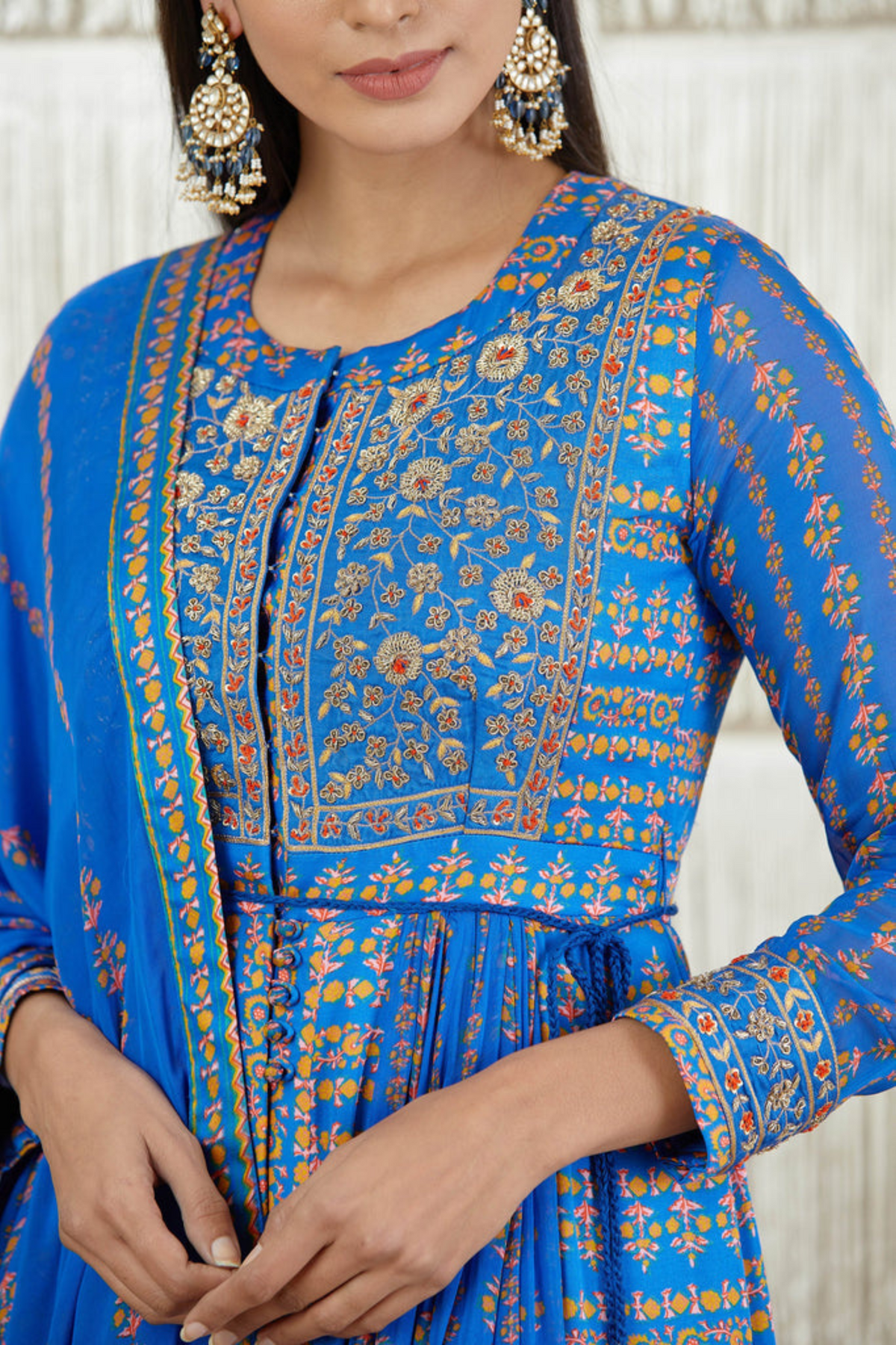 Blue zardozi embroidered anarkali set