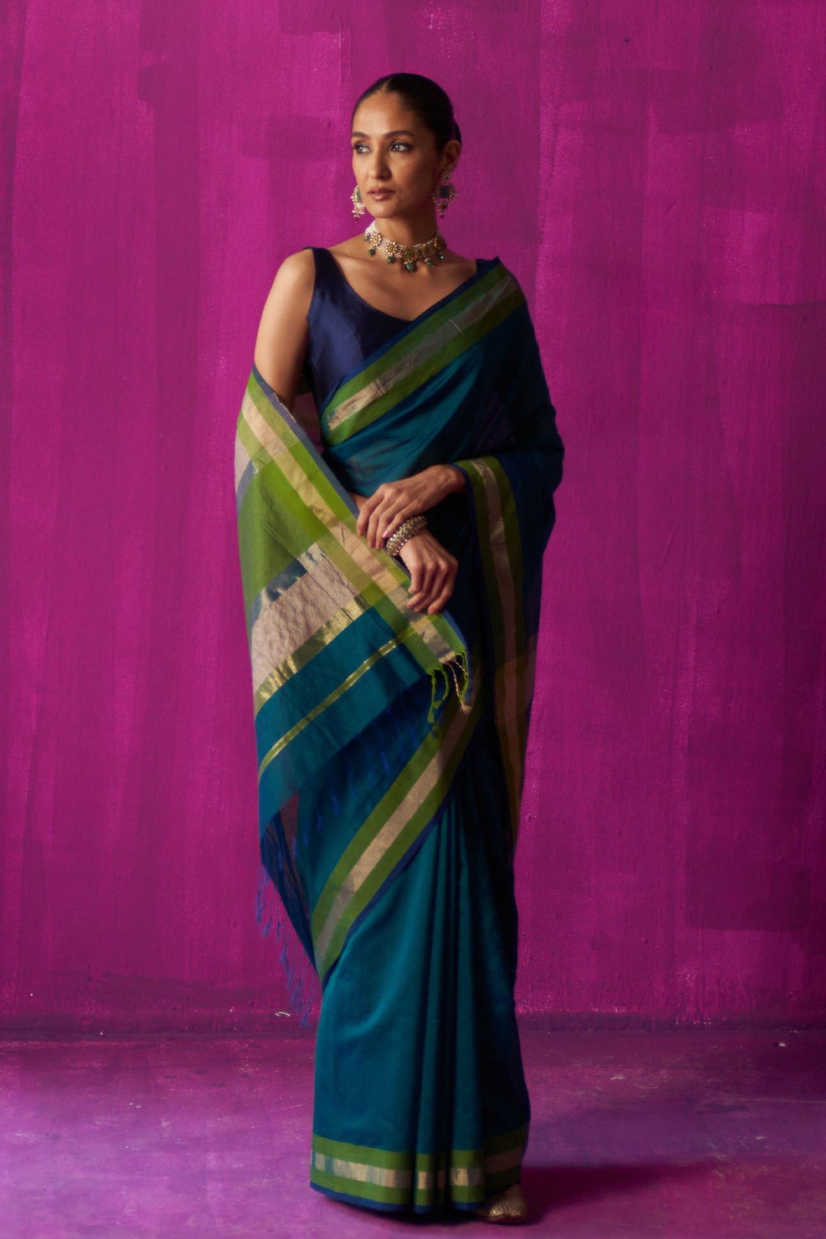 Chitra Teal Saree