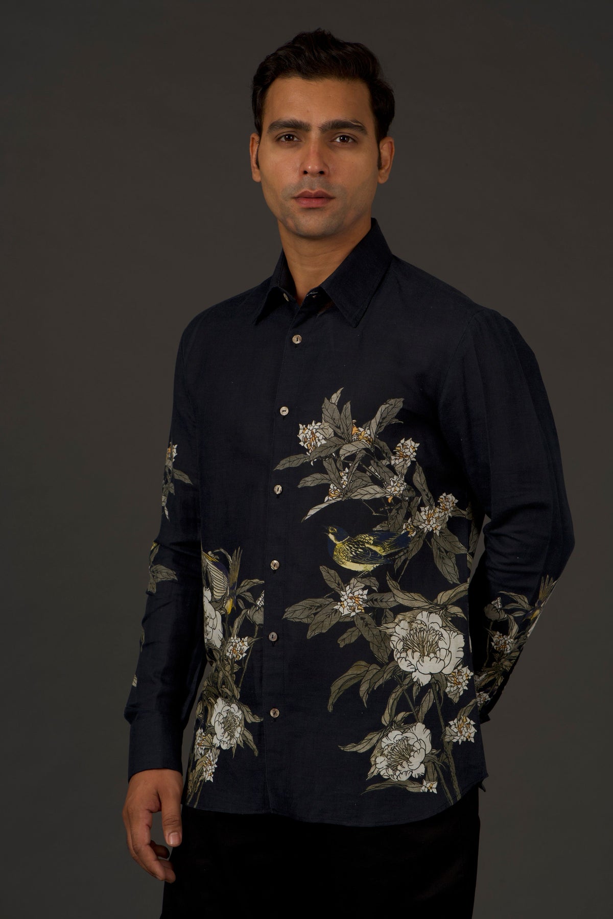 Black Floral Printed Shirt