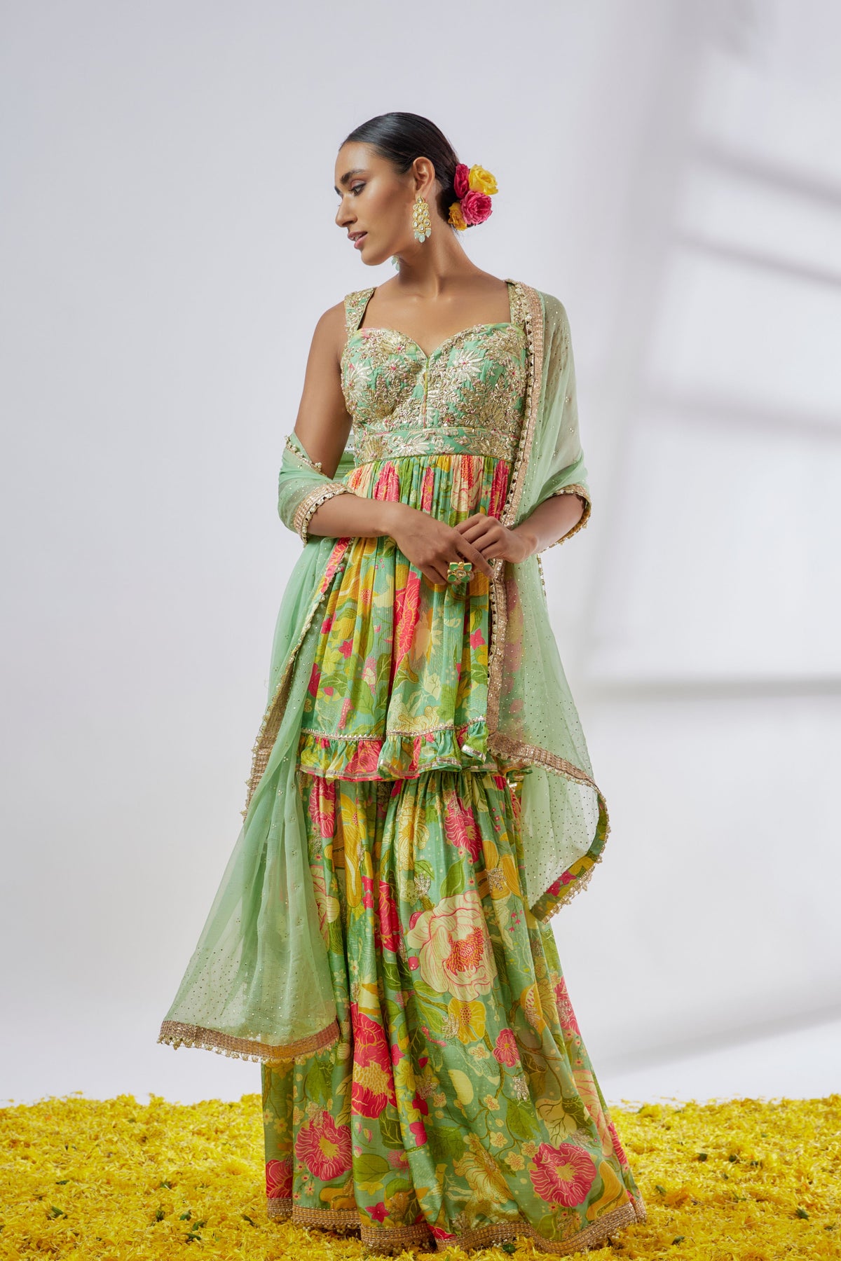 Malishika Green Sharara Set