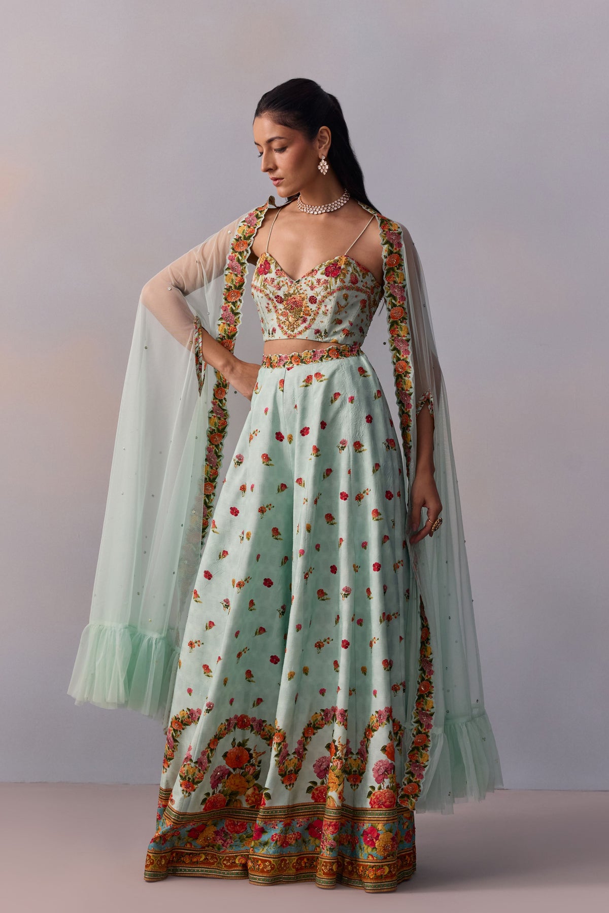 Powder Blue Meher Sharara Set