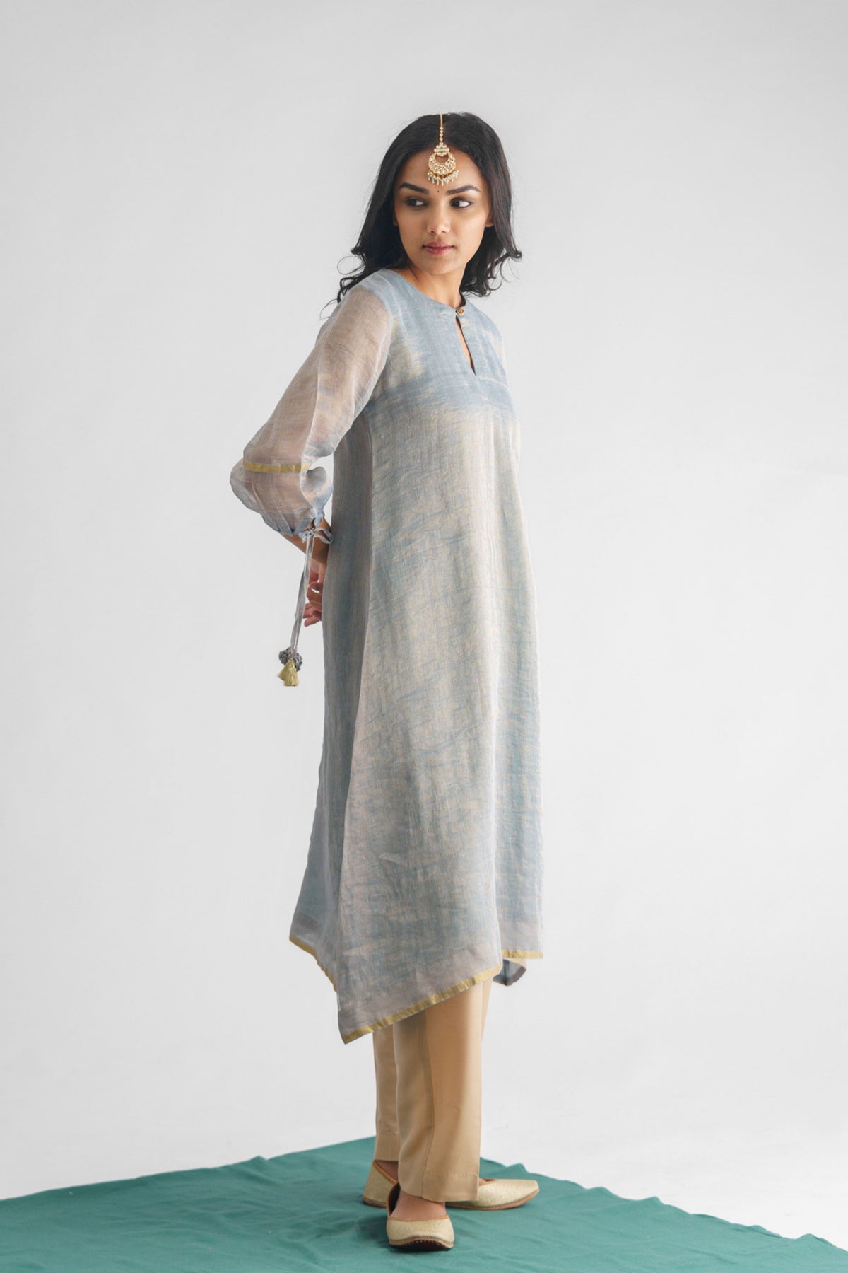 Powder Blue Zari Stripe Kurta