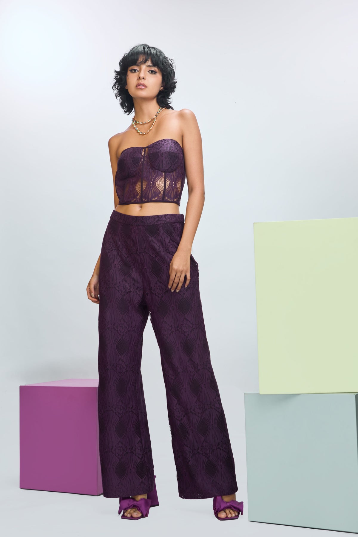 Deep Plum Bralette With Pant