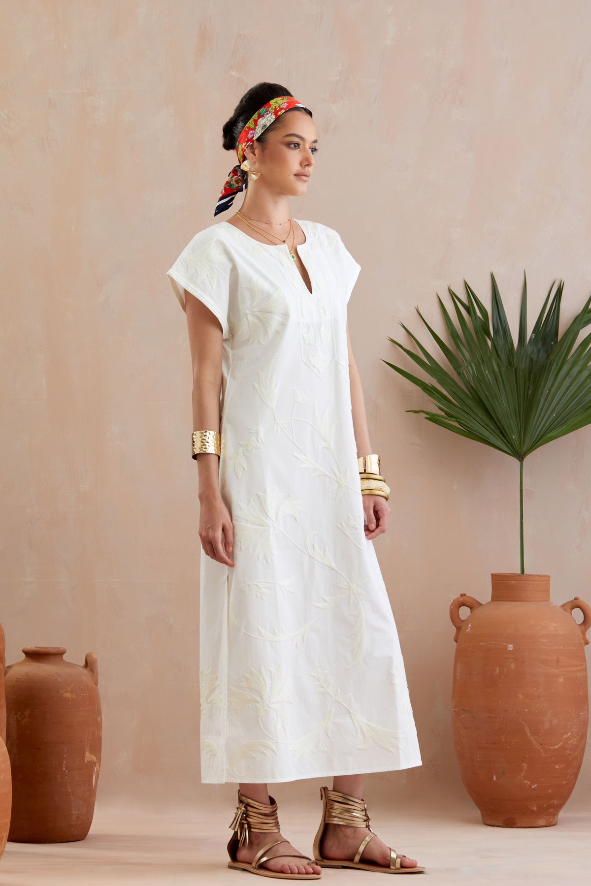 Ivory Embroidery Maxi Dress