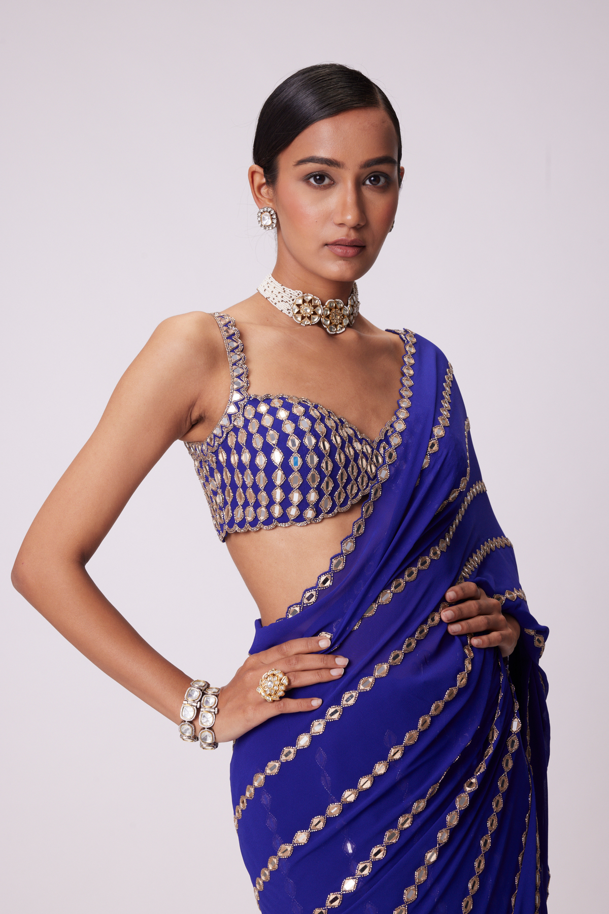 Persian Blue Saree Set