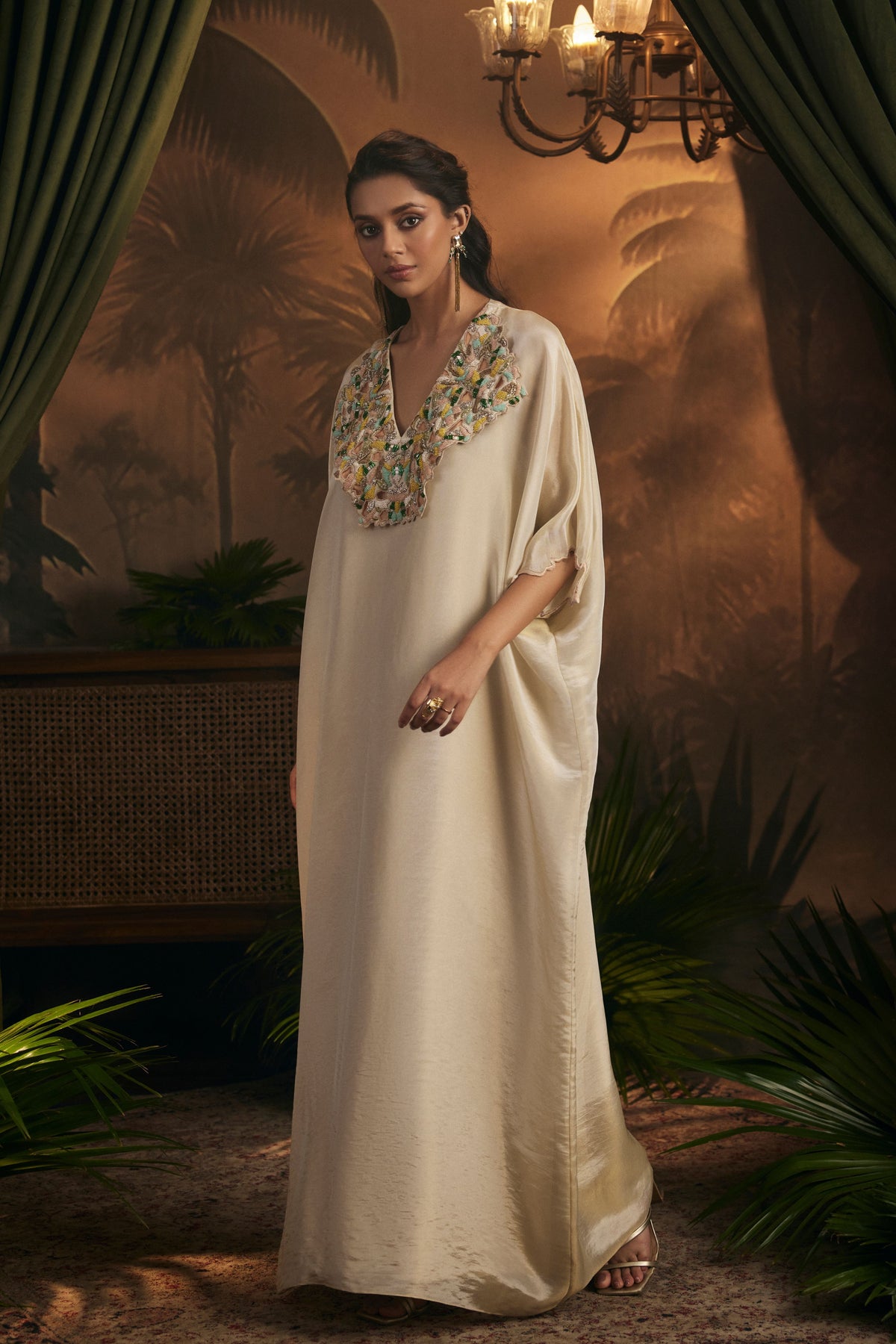 Champagne Gold Embroidered Kaftan