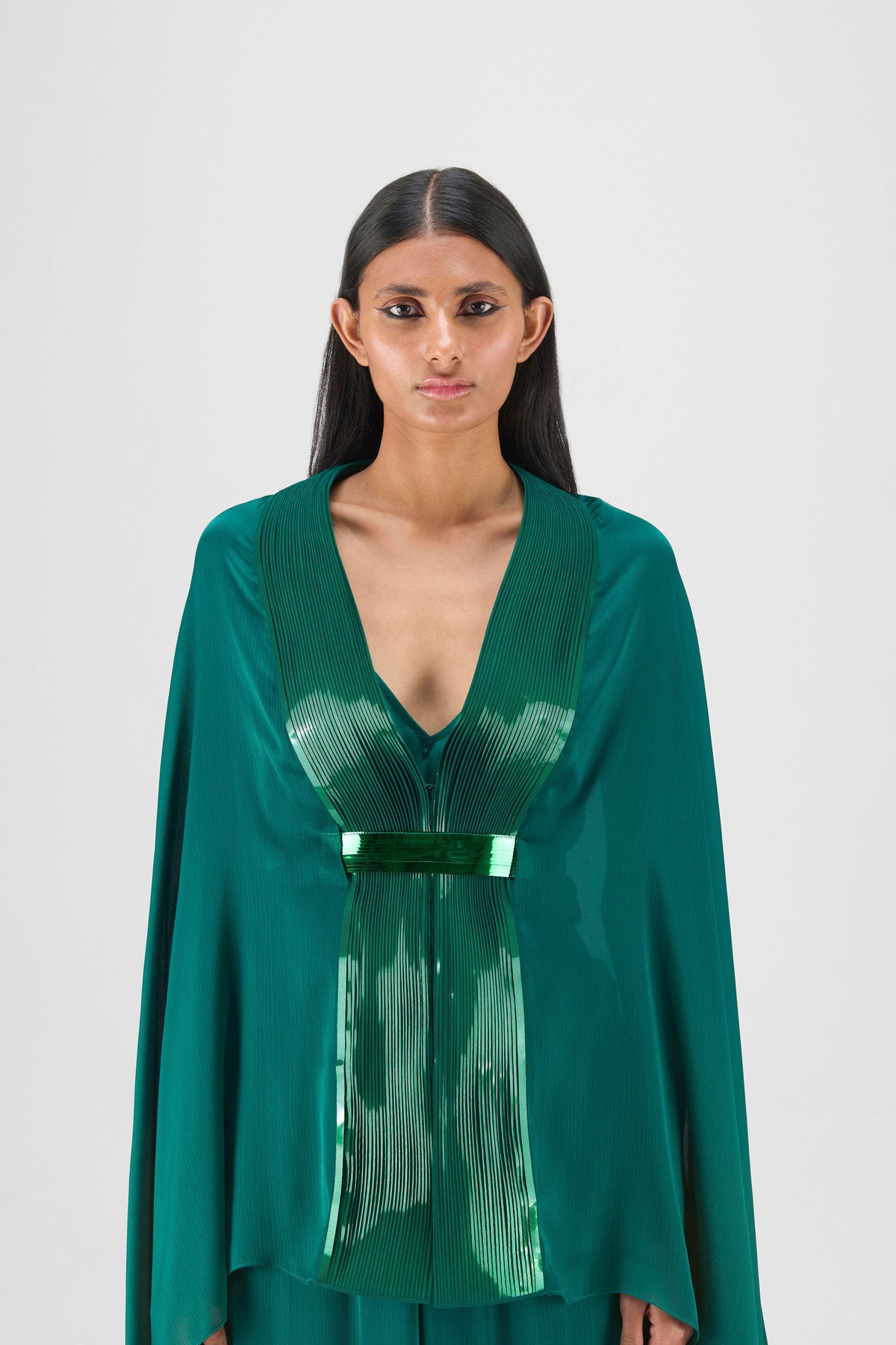 Metallic Cape In Emerald