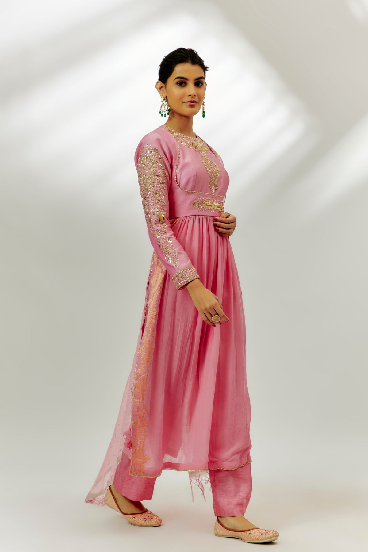 Pastel Pink Embroidered Anarkali Set