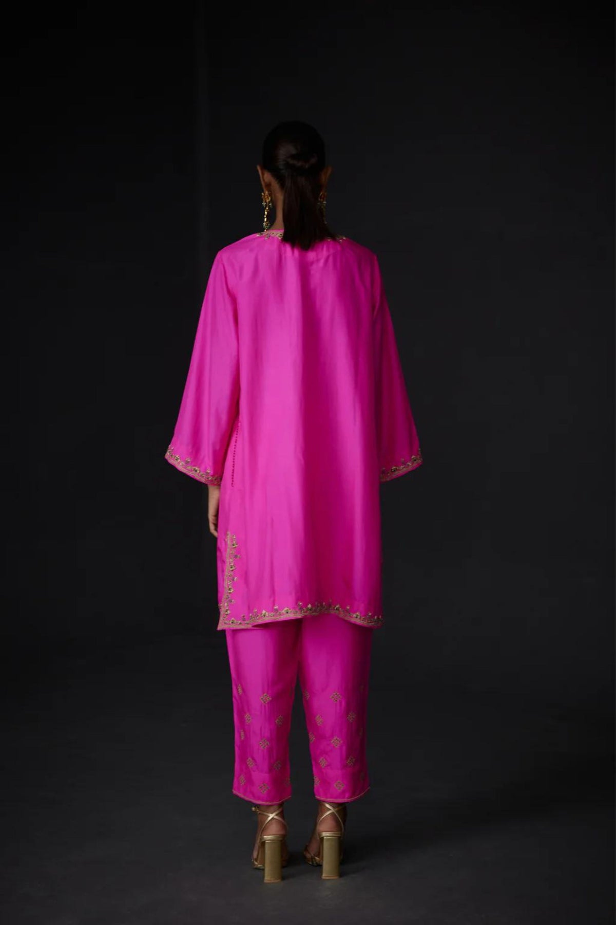 Hot Pink Embroidered Tunic Wiith Trouser