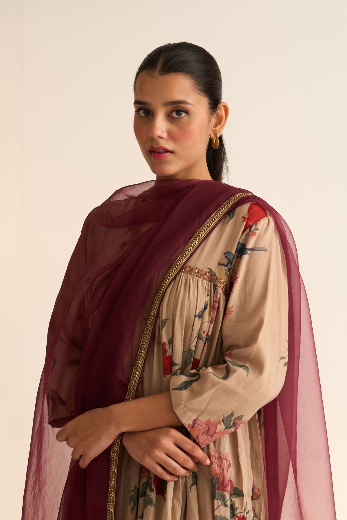 Eliza Deep Wine Dupatta