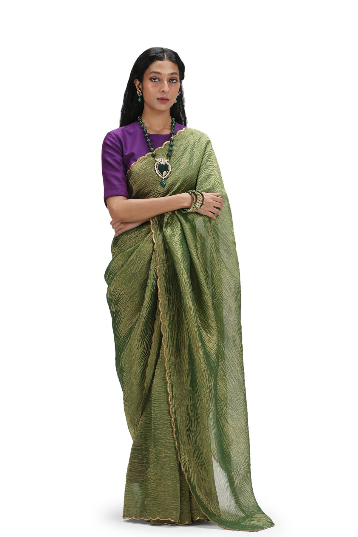 Satkirttih Olive Saree Set