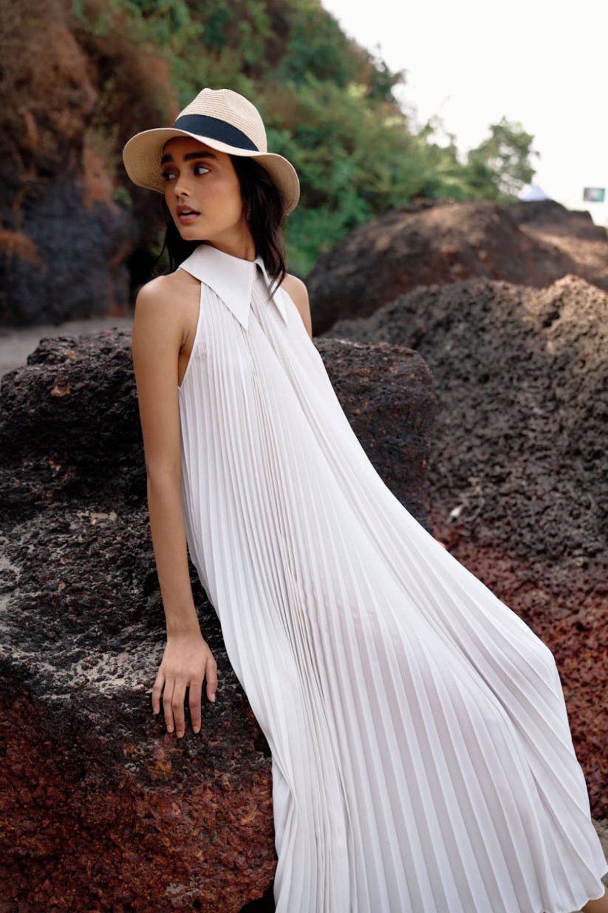 White Pleated Dress