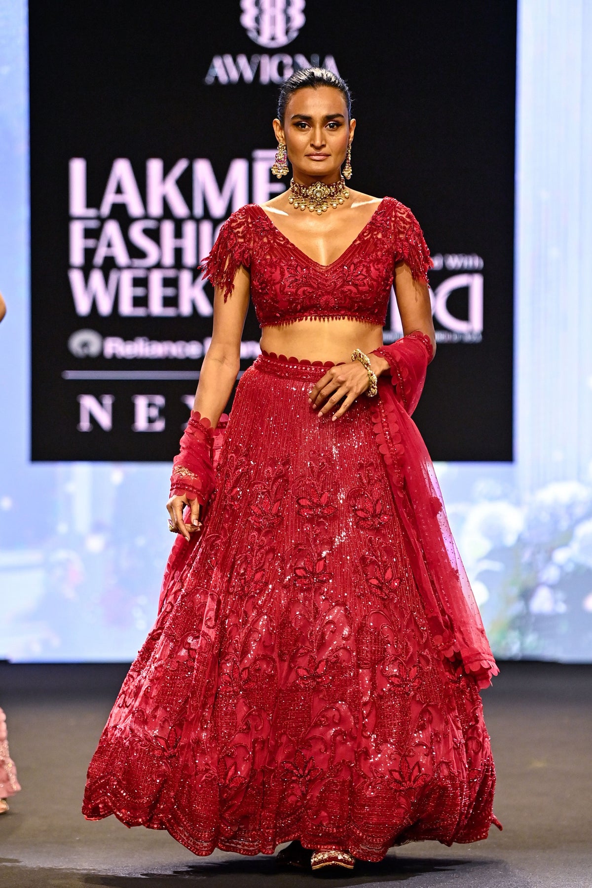 Ruby Red Lehenga Set