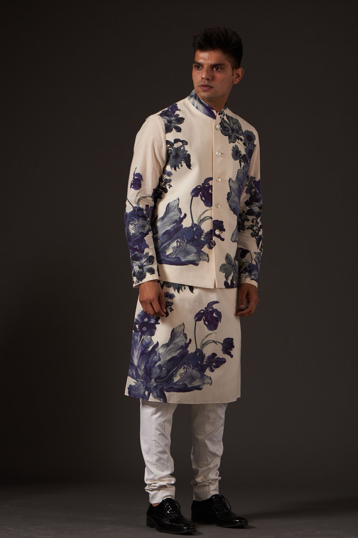 Ivory Floral Printed Bundi