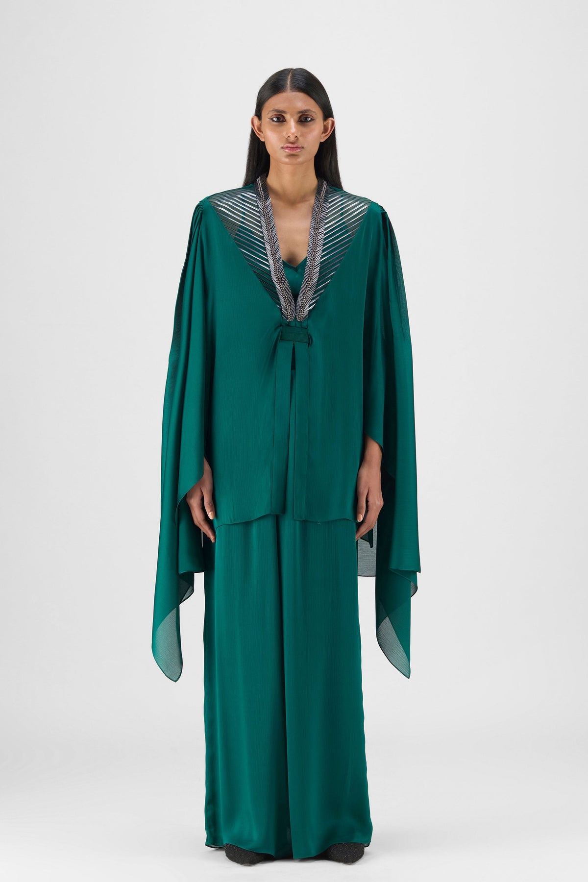 Emerald Structured Cape With Beads