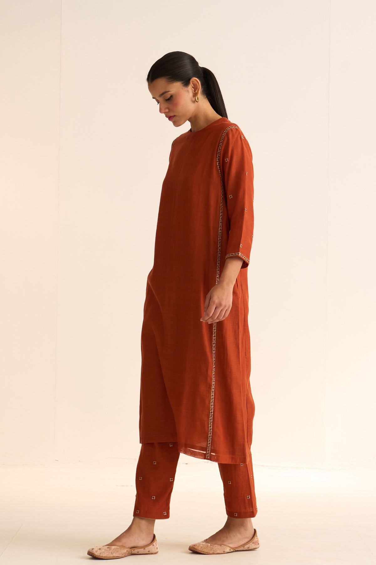 Gulnaar Rust Orange Kurta