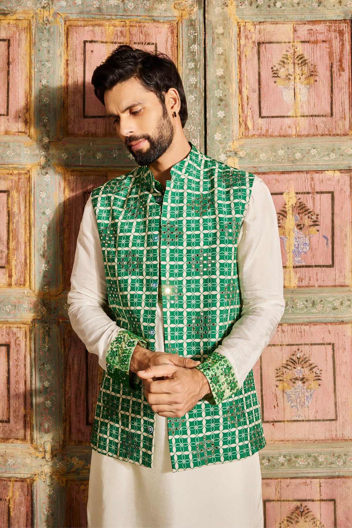 Green Embroidered Kurta Set