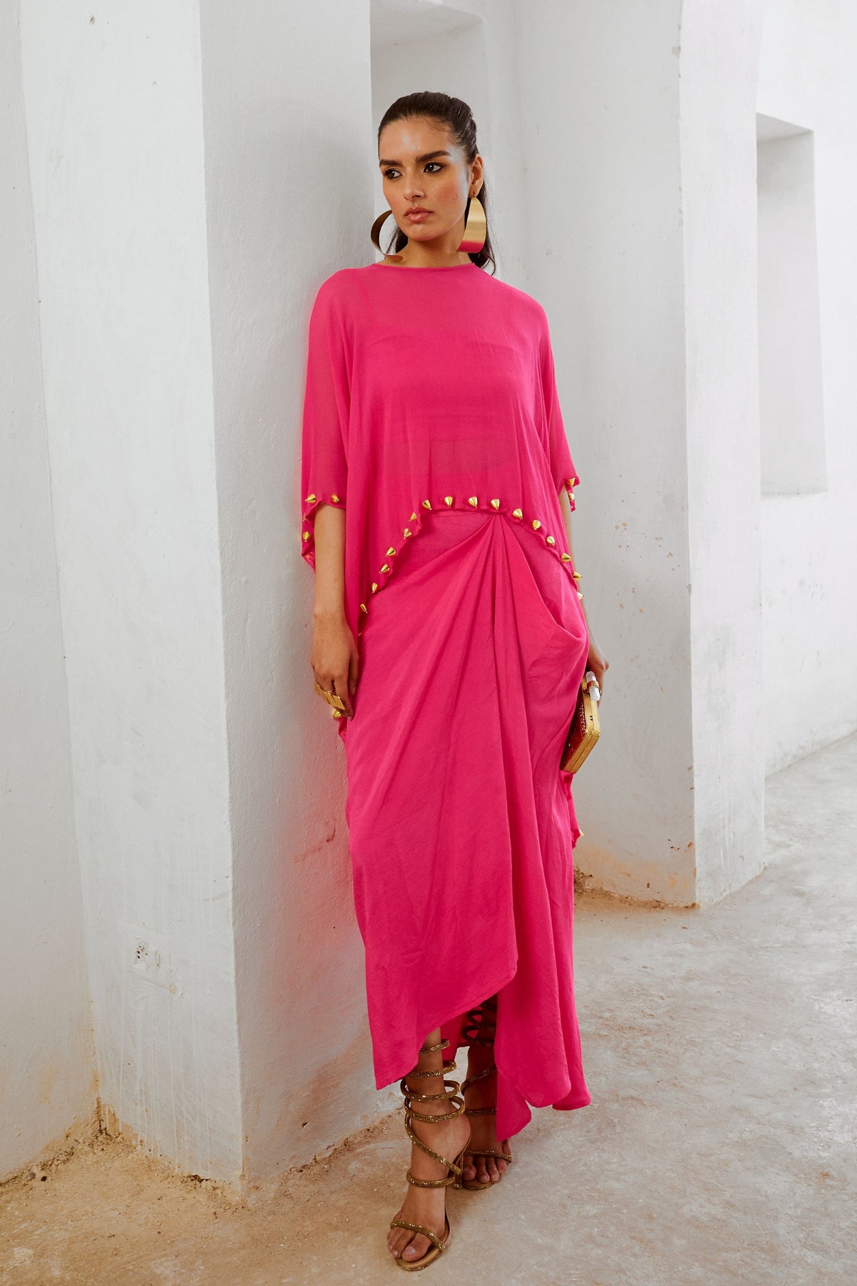 Hot Pink Cape and Drape Skirt