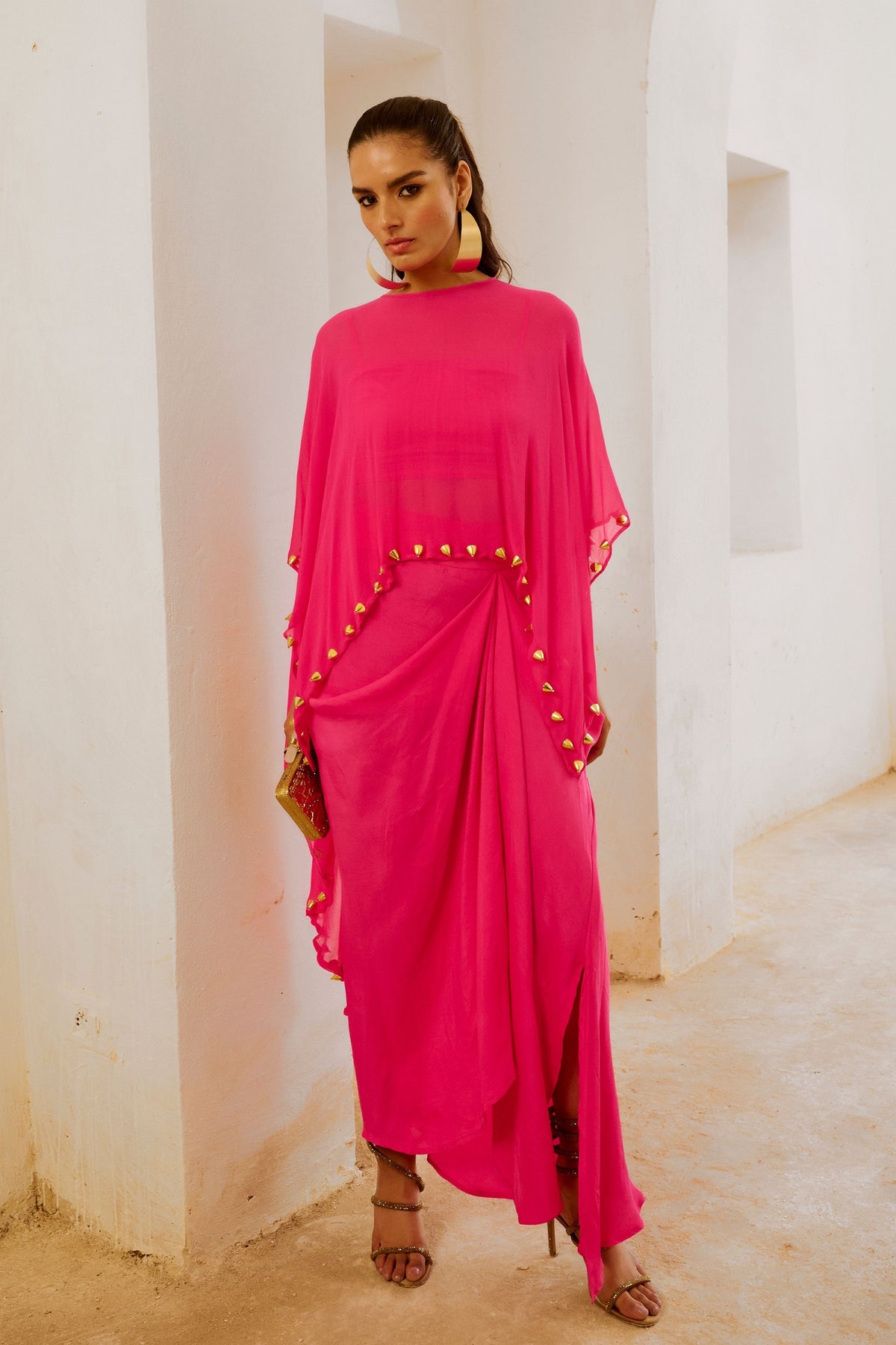 Hot Pink Cape and Drape Skirt