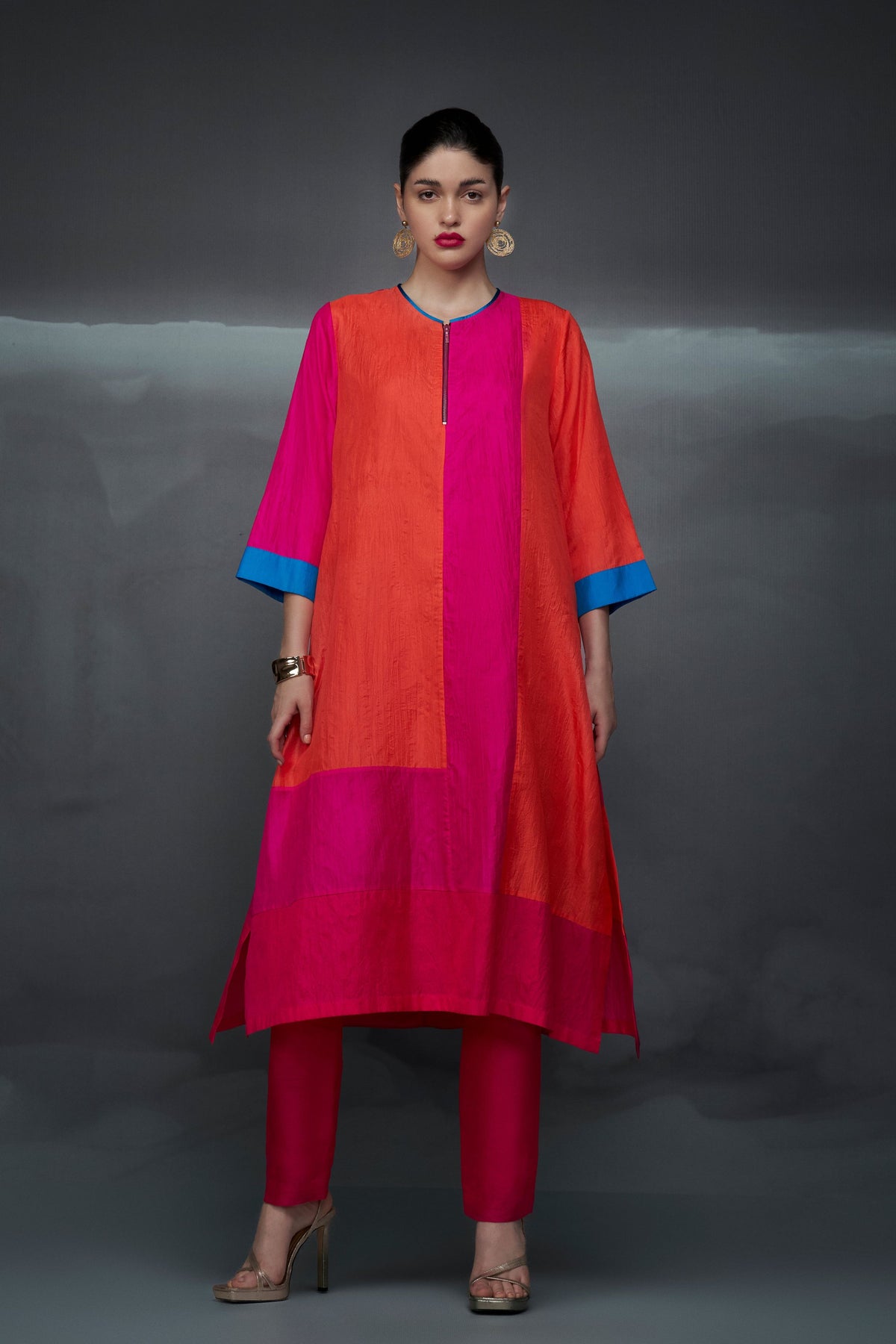 Pink Orange Kurta Set