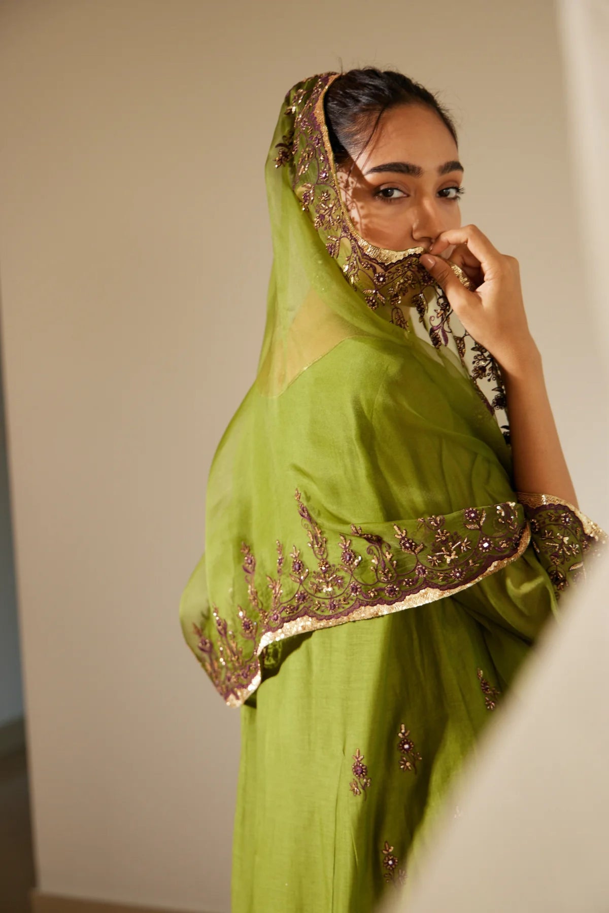 Green Poornima Dupatta