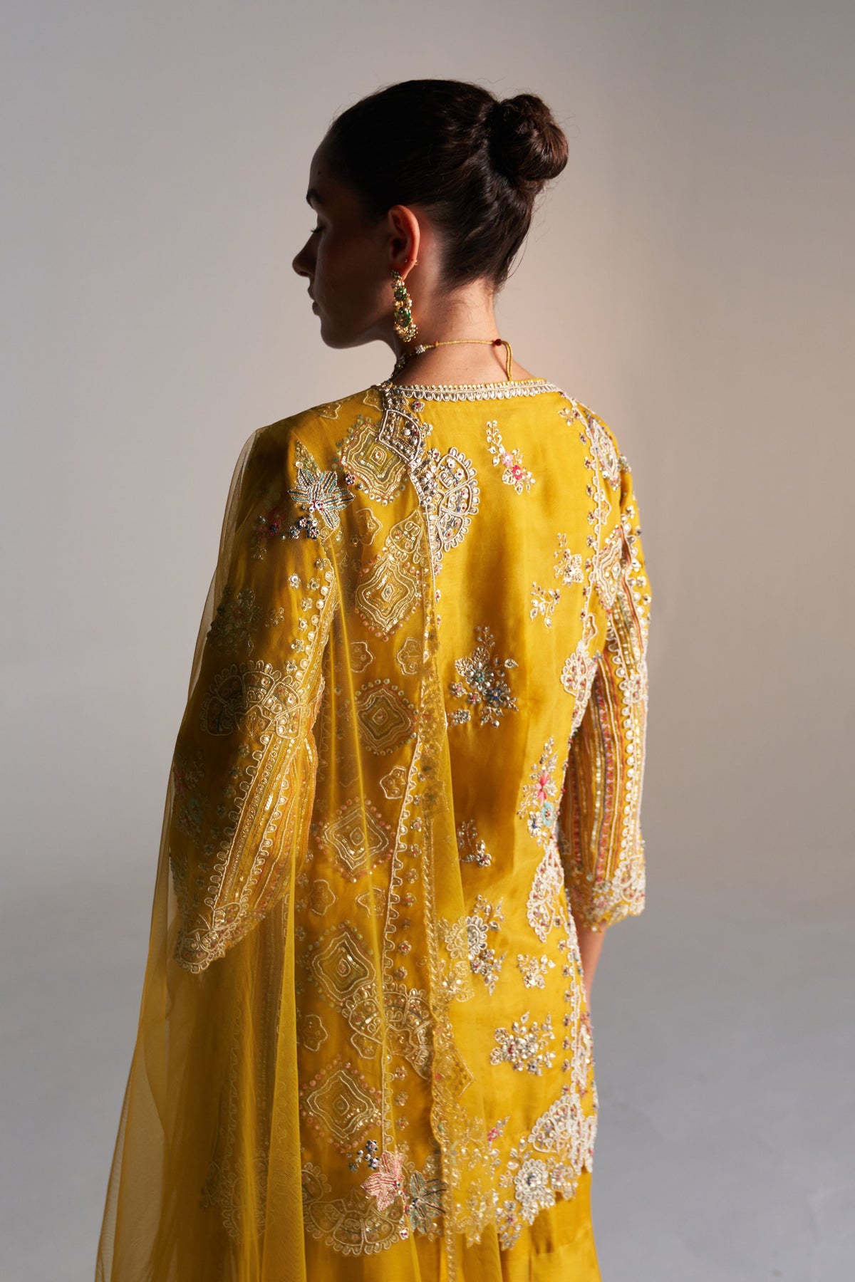 Honey Gold Embroidered Sharara Set