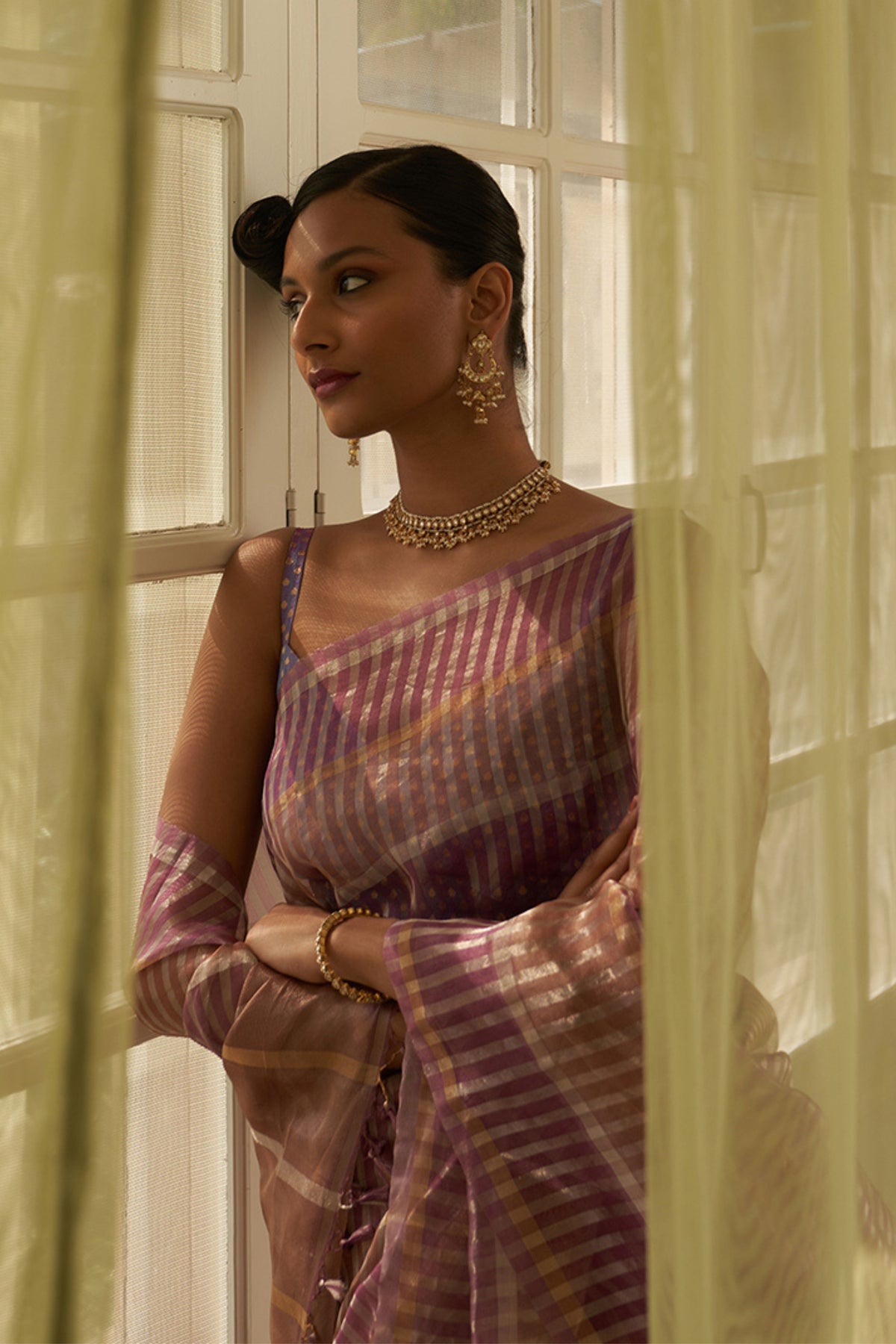 Dhaari Purple Saree