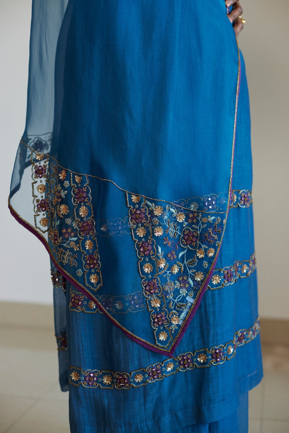 Blue Rekha Dupatta