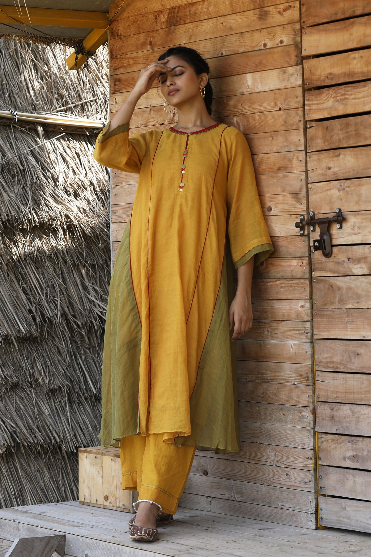 Yellow And Green Kurta Set