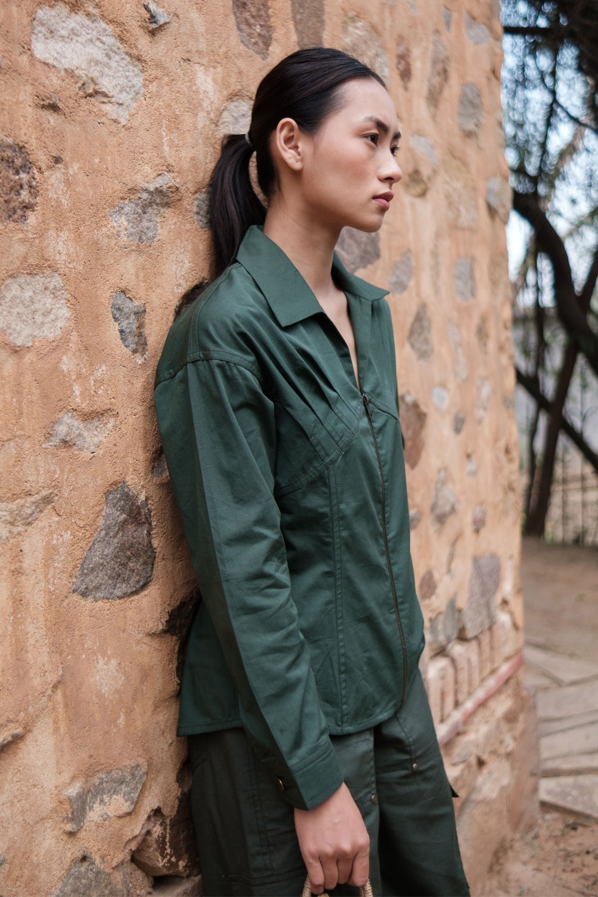 Deep Green Pleated Arizona Shirt