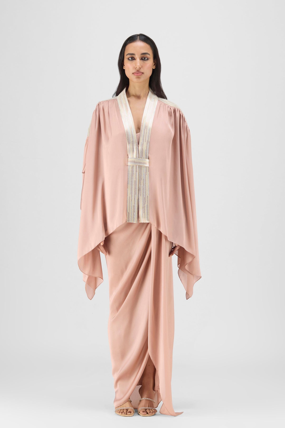 Rose Metallic Structured Cape Set