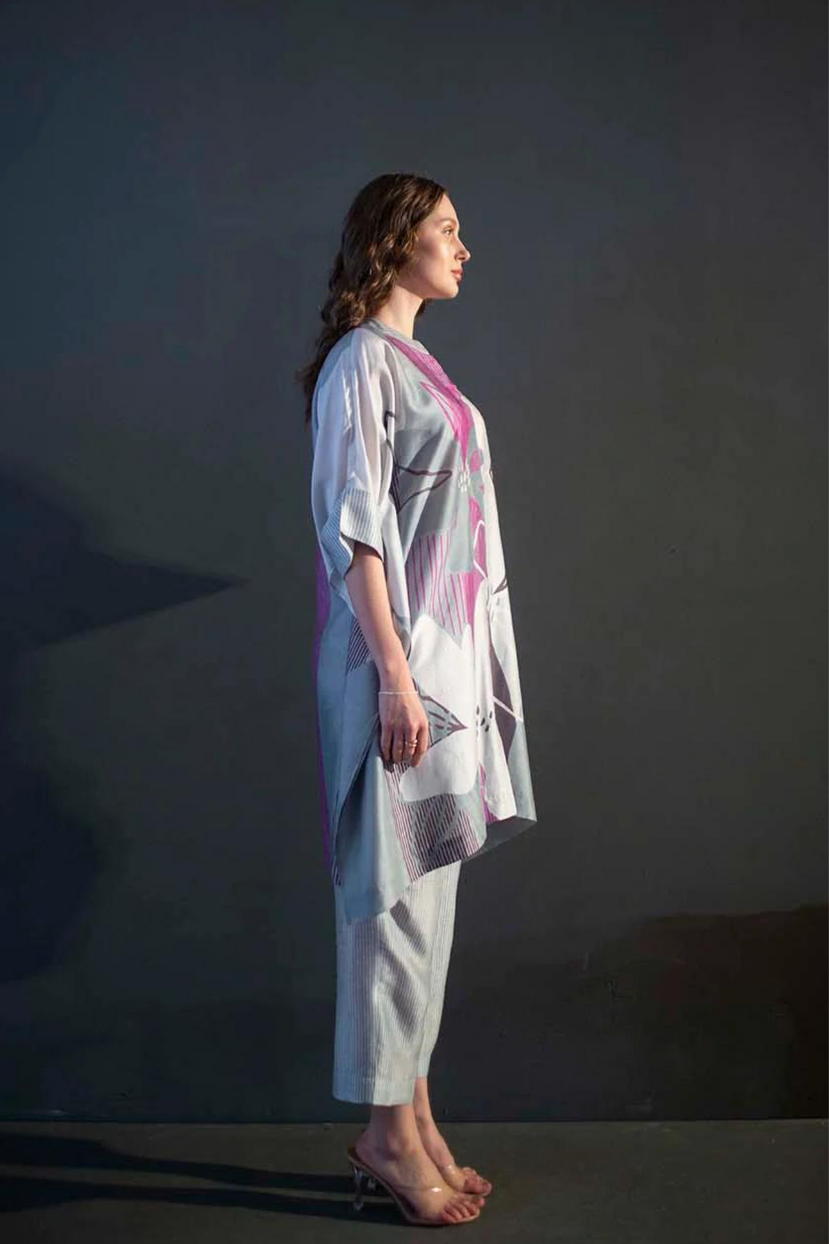 Plum Abstract Geometric Tunics Set